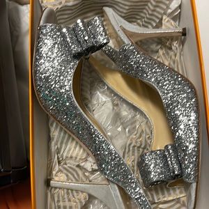Kate Spade silver glitter heels